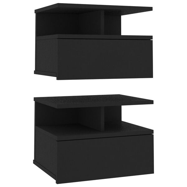 vidaXL Floating Nightstands 2 pcs Black 40x31x27cm Engineered Wood