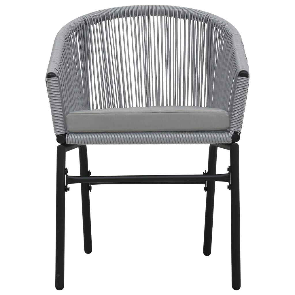vidaXL 3 Piece Bistro Set with Cushions PE Rattan Grey