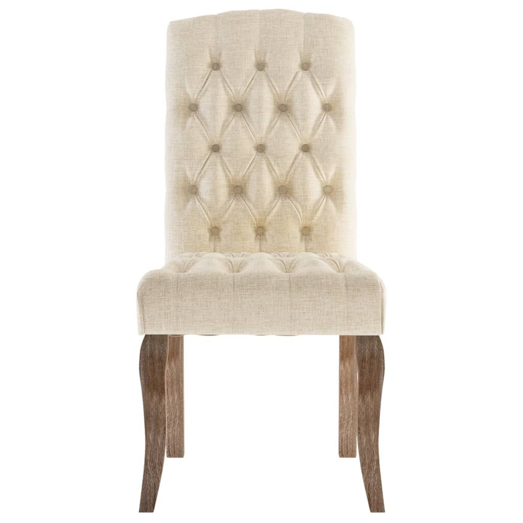 vidaXL Dining Chairs 6 pcs Beige Linen-Look Fabric