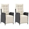 vidaXL Reclining Garden Chairs 2 pcs with Footrest Black Poly Rattan