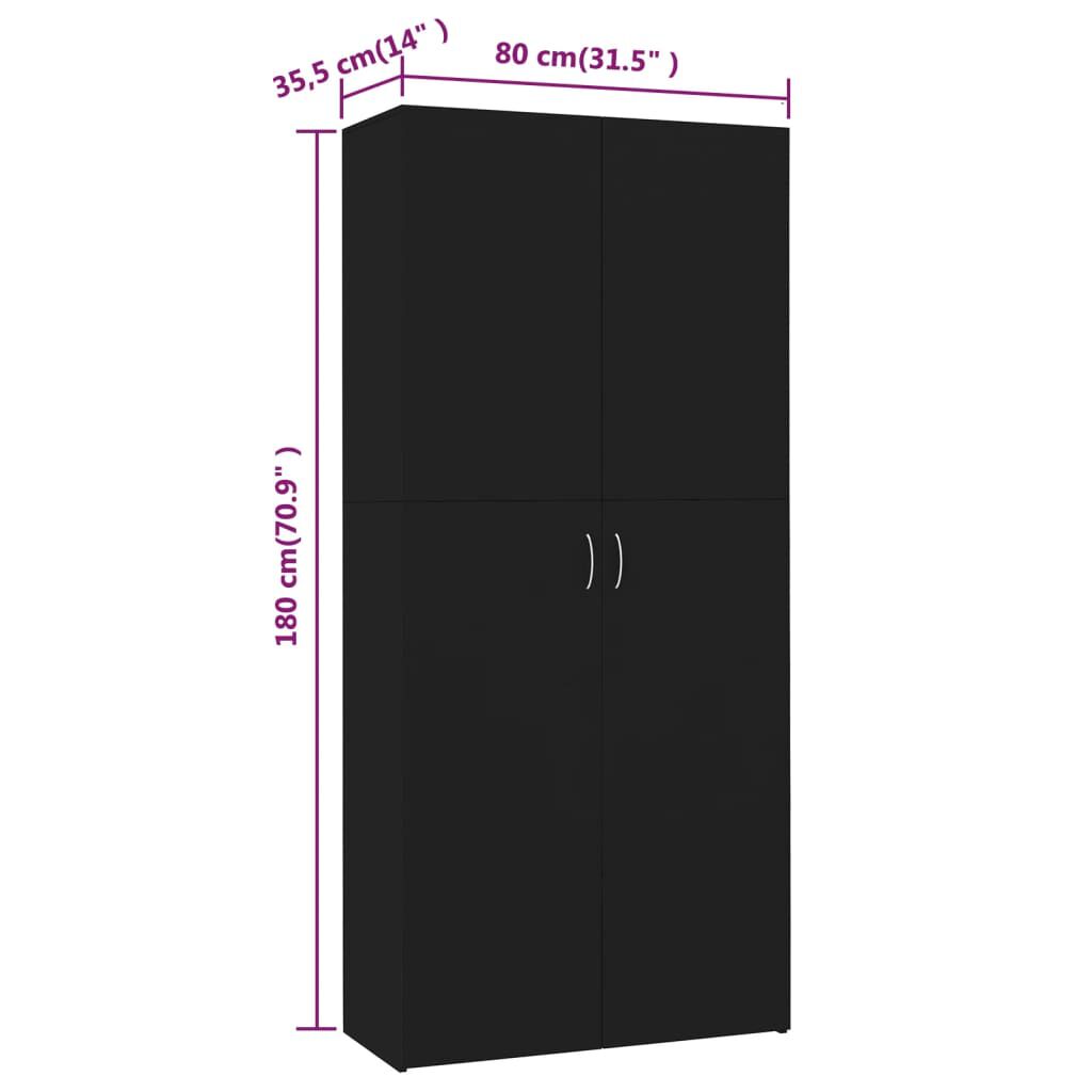 vidaXL Shoe Cabinet Black 80x35.5x180 cm Engineered Wood