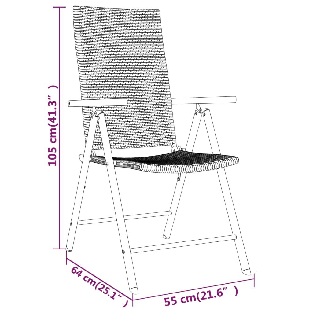 vidaXL 3 Piece Garden Dining Set Black