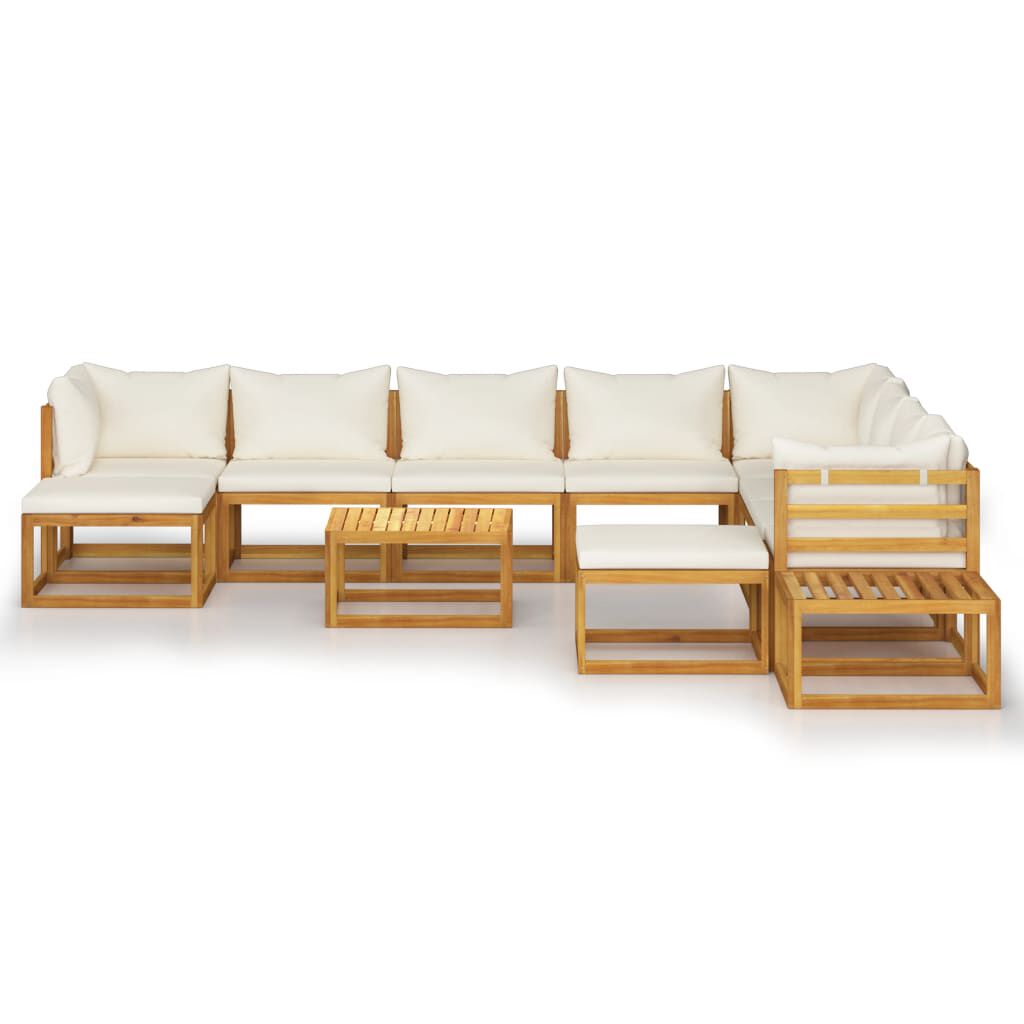 vidaXL 12 Piece Garden Lounge Set with Cushion Cream Solid Acacia Wood