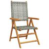 vidaXL 7 Piece Garden Dining Set Grey Poly Rattan and Solid Wood