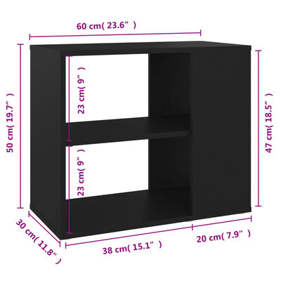 vidaXL Side Cabinet Black 60x30x50 cm Engineered Wood, black vidaXL Side Cabinet Black 60x30x50 cm Engineered Wood