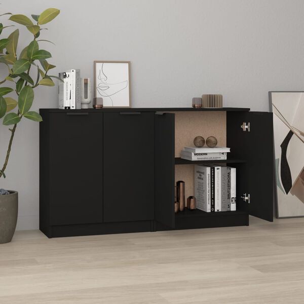 vidaXL Sideboards 2 pcs Black 60x30x70 cm Engineered Wood