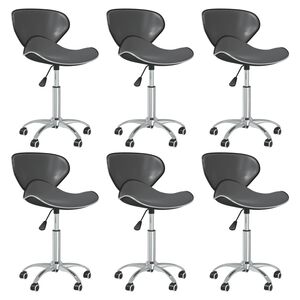 vidaXL Swivel Dining Chairs 6 pcs Grey Faux Leather
