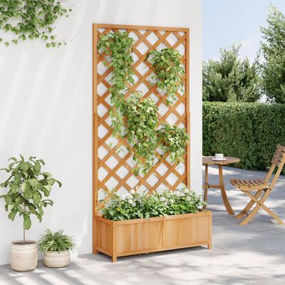 vidaXL Planter with Trellis Brown Solid Wood Fir, brown vidaXL Planter with Trellis Brown Solid Wood Fir