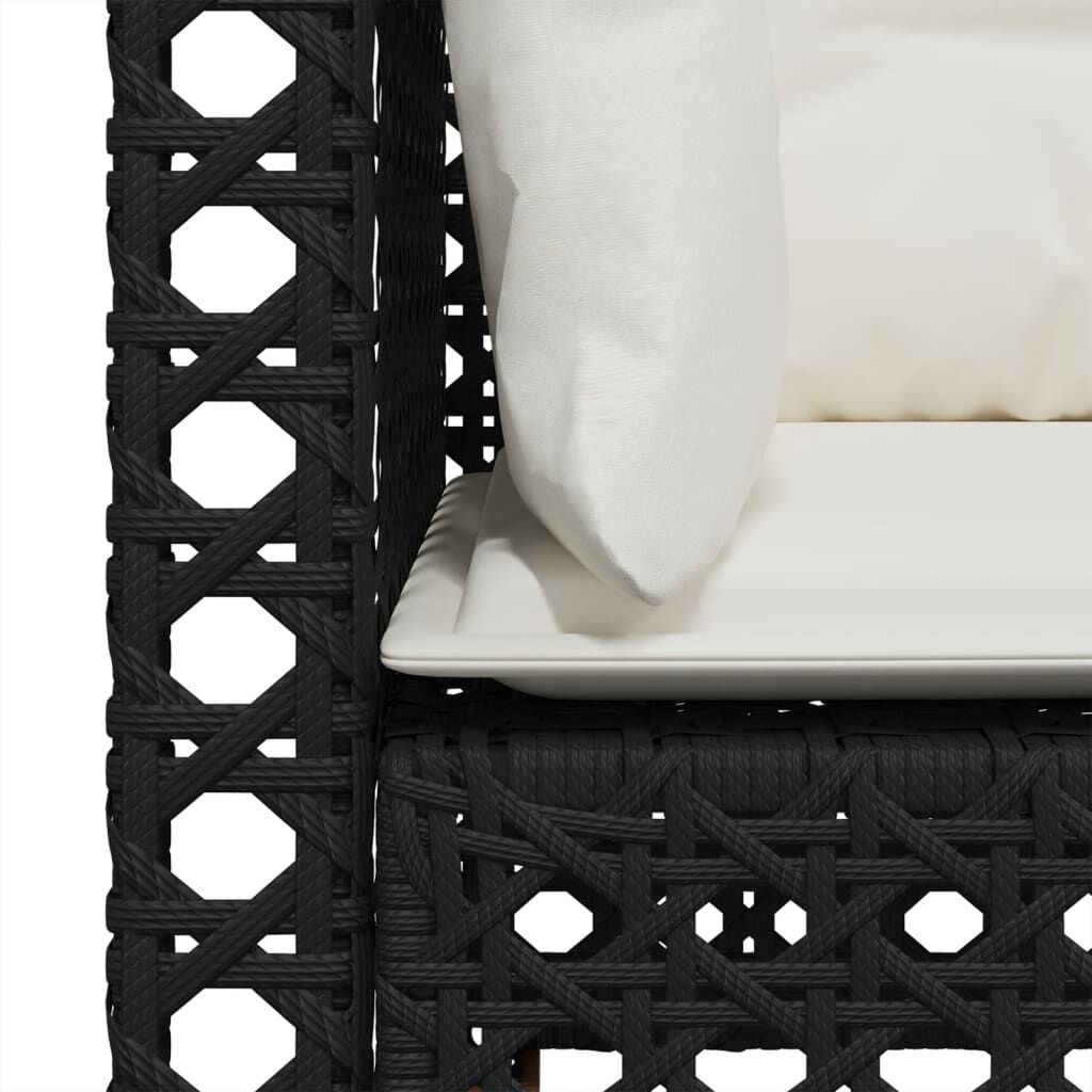 vidaXL Garden Sofas Corner with Cushions 2 pcs Black Poly Rattan