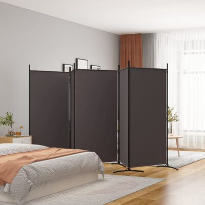 vidaXL 5-Panel Room Divider Brown 433x180 cm Fabric, brown vidaXL 5-Panel Room Divider Brown 433x180 cm Fabric