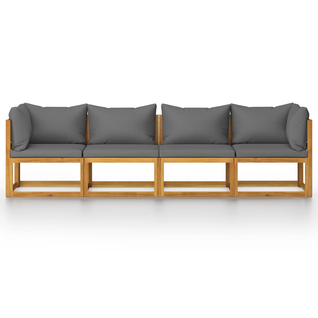 vidaXL 4-Seater Garden Sofa with Cushion Solid Acacia Wood