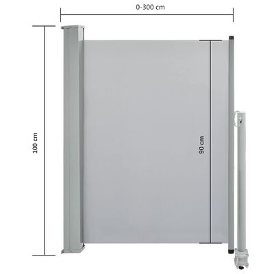 vidaXL Patio Retractable Side Awning 100 x 300 cm Grey, grey vidaXL Patio Retractable Side Awning 100 x 300 cm Grey