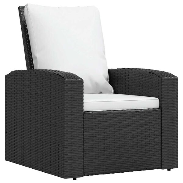 vidaXL Garden Reclining Chair with Cushions Black Poly Rattan