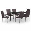 vidaXL 7 Piece Garden Dining Set Brown and Black
