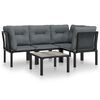 vidaXL 5 Piece Garden Lounge Set Black and Grey Poly Rattan