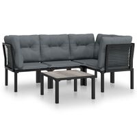 vidaXL 5 Piece Garden Lounge Set Black and Grey Poly Rattan,  vidaXL 5 Piece Garden Lounge Set Black and Grey Poly Rattan