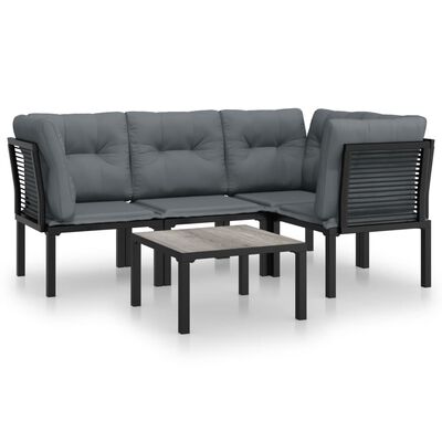vidaXL 5 Piece Garden Lounge Set Black and Grey Poly Rattan,  vidaXL 5 Piece Garden Lounge Set Black and Grey Poly Rattan