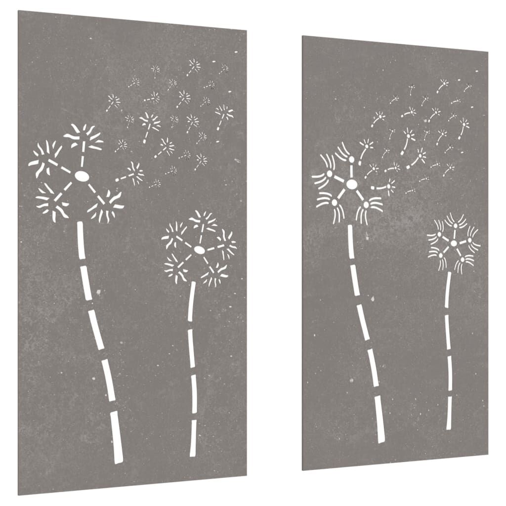 vidaXL Garden Wall Decorations 2pcs 105x55cm Corten Steel Flower Design