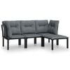 vidaXL 4 Piece Garden Lounge Set Black and Grey Poly Rattan