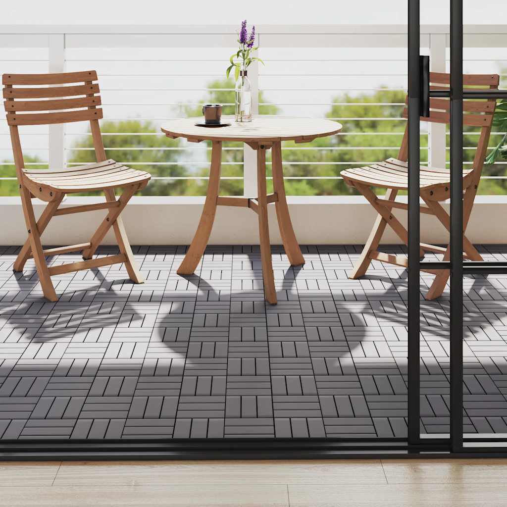 vidaXL Decking Tiles 10 pcs Grey Wash 30x30 cm Solid Acacia Wood