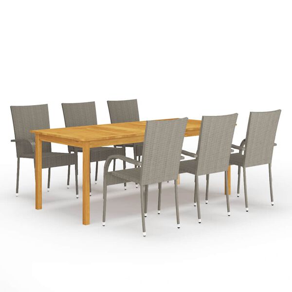 vidaXL 7 Piece Garden Dining Set Grey