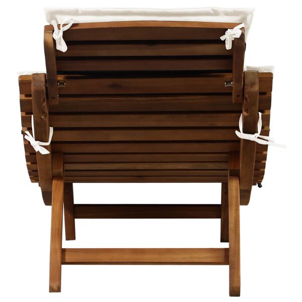 vidaXL Sun Lounger with Cushion Solid Acacia Wood Cream