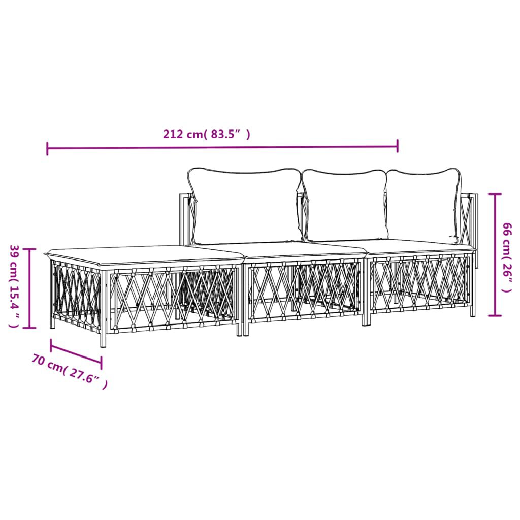 vidaXL 3 Piece Garden Lounge Set with Cushions Anthracite Steel