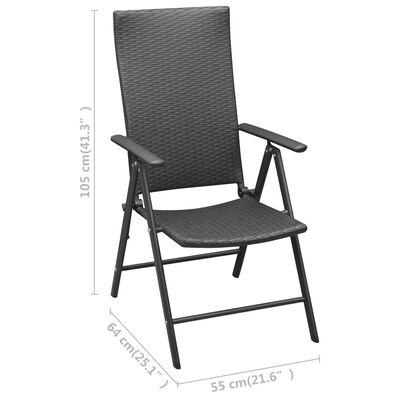 vidaXL Stackable Garden Chairs 2 pcs Poly Rattan Black, black vidaXL Stackable Garden Chairs 2 pcs Poly Rattan Black