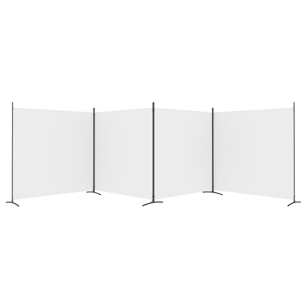 vidaXL 4-Panel Room Divider White 698x180 cm Fabric