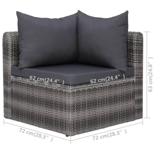 vidaXL 6 Piece Garden Sofa Set with Cushions & Pillows Poly Rattan Grey