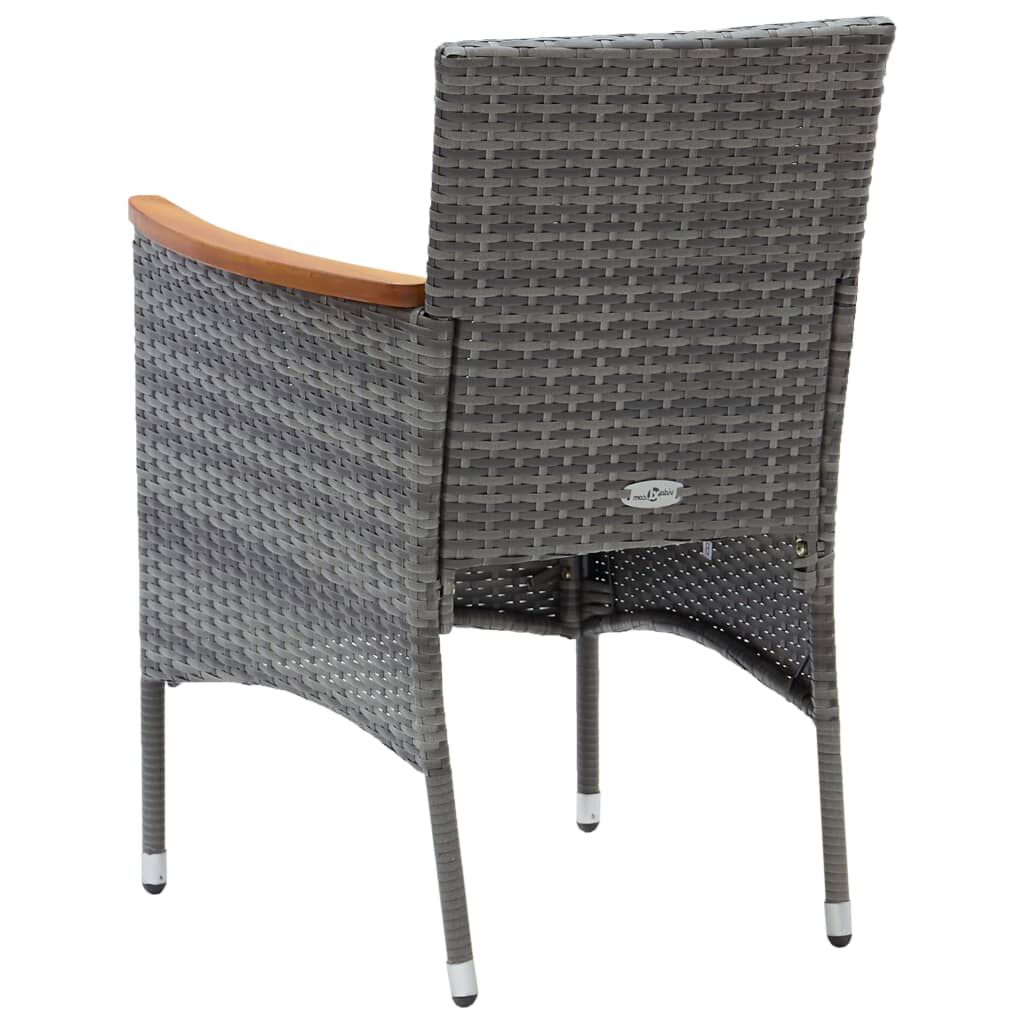vidaXL Garden Dining Chairs 4 pcs Poly Rattan Grey