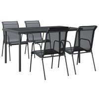vidaXL 5 Piece Garden Dining Set Black Steel and Textilene,  vidaXL 5 Piece Garden Dining Set Black Steel and Textilene