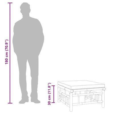 vidaXL Garden Footstool with Cream White Cushion Bamboo, cream vidaXL Garden Footstool with Cream White Cushion Bamboo