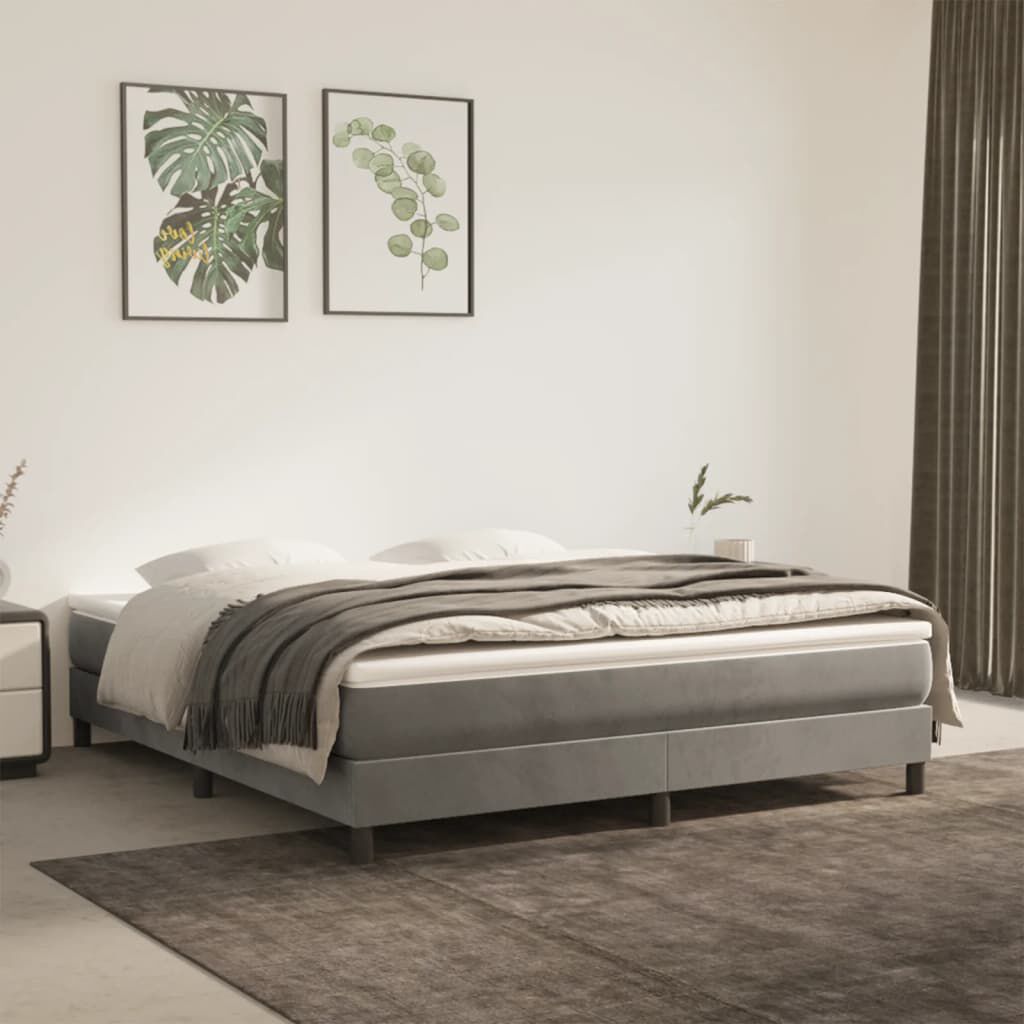 vidaXL Bed Frame without Mattress Light Grey 180x200 cm Super King Velvet