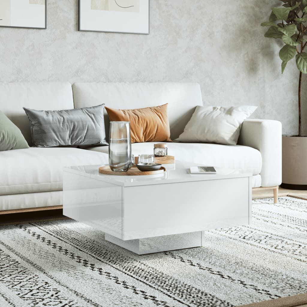 vidaXL Coffee Table High Gloss White 60x60x31.5 cm Engineered Wood