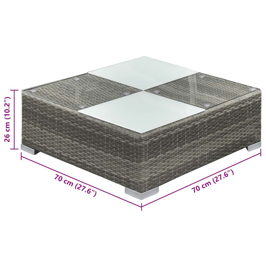 vidaXL 6 Piece Garden Lounge Set with Cushions Poly Rattan Grey
