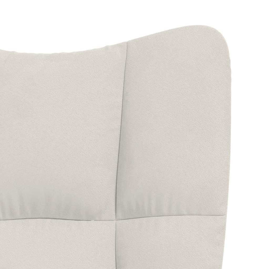 vidaXL Relaxing Chair with a Stool Cream White Velvet