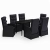 vidaXL 7 Piece Garden Dining Set with Cushions Black