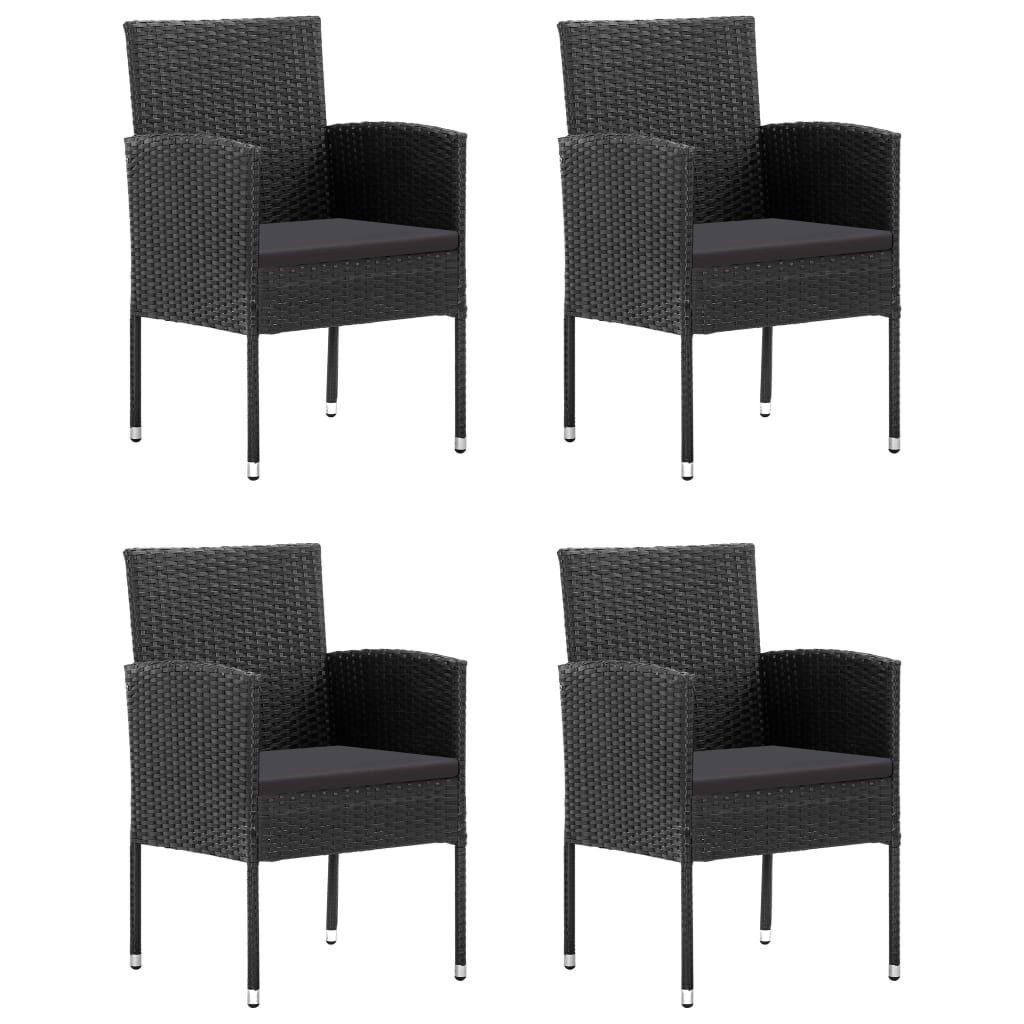 vidaXL 5 Piece Garden Dining Set Poly Rattan Black