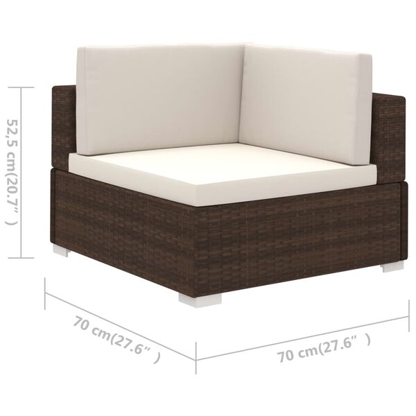 vidaXL 6 Piece Garden Lounge Set with Cushions Poly Rattan Brown