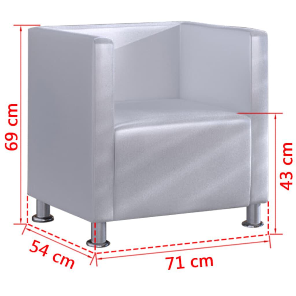 vidaXL Cube Armchair White Faux Leather
