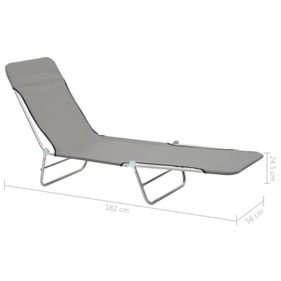 vidaXL Folding Sun Loungers 2 pcs Steel and Fabric Grey, grey vidaXL Folding Sun Loungers 2 pcs Steel and Fabric Grey