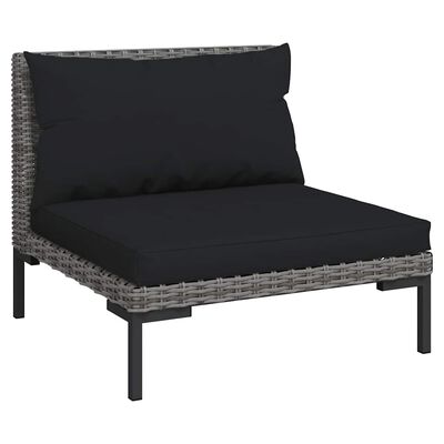 vidaXL 3 Piece Garden Lounge Set Dark Grey Half Round Poly Rattan,  vidaXL 3 Piece Garden Lounge Set Dark Grey Half Round Poly Rattan
