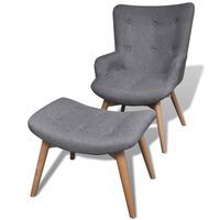 vidaXL Armchair with Footstool Grey Fabric,  vidaXL Armchair with Footstool Grey Fabric