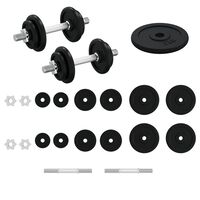 vidaXL Dumbbell with Plates Set 40 kg Cast Iron & Chrome Plated Steel,  vidaXL Dumbbell with Plates Set 40 kg Cast Iron & Chrome Plated Steel