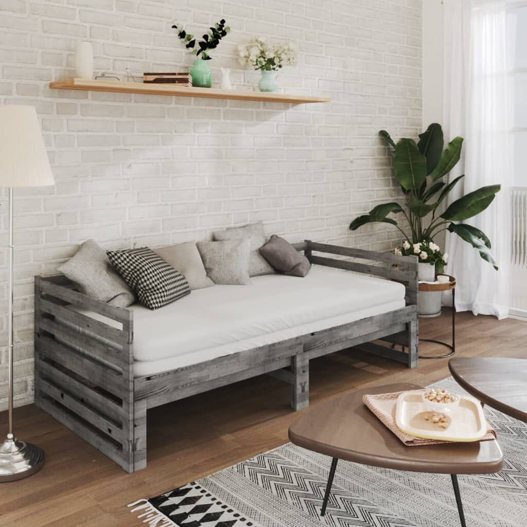 vidaXL Pull-out Day Bed without Mattress Grey 2x(90x200)cm