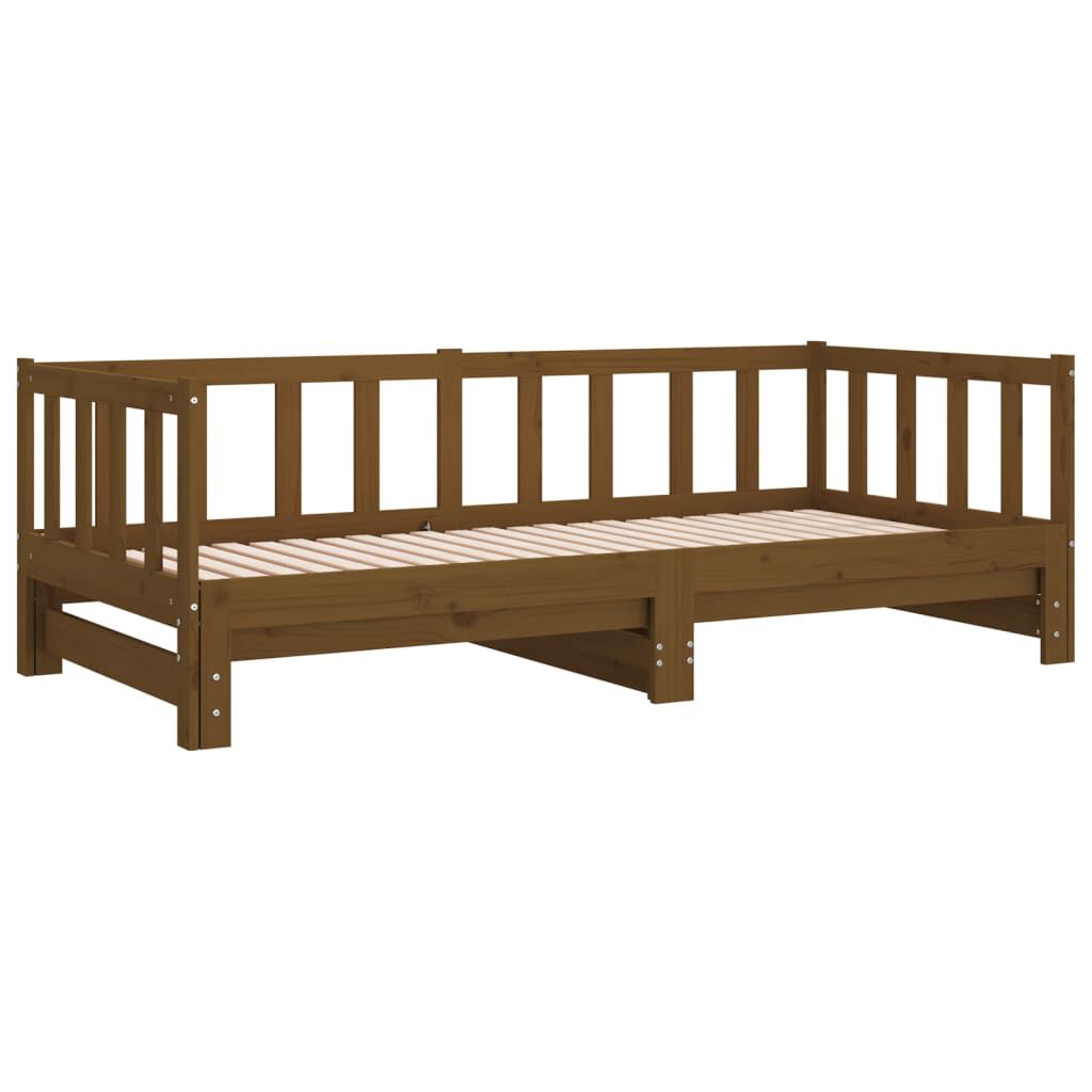 vidaXL Pull-out Day Bed without Mattress Honey Brown 2x(90x200)cm