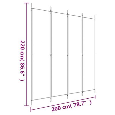 vidaXL 4-Panel Room Divider Black 200x220 cm Fabric, black vidaXL 4-Panel Room Divider Black 200x220 cm Fabric