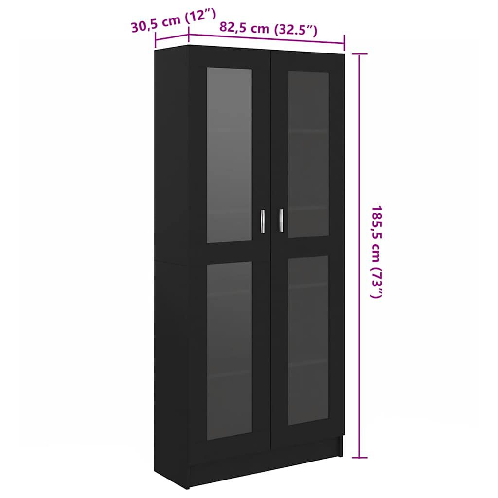 vidaXL Vitrine Cabinet Black 82.5x30.5x185.5 cm Engineered Wood