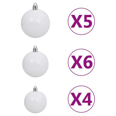 vidaXL Artificial Pre-lit Christmas Tree with Ball Set Black 180 cm PVC